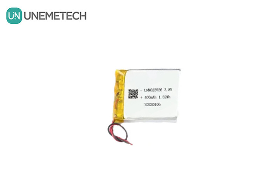 Custom 3.8V 400mAh High Voltage Lithium Ion Battery Pack 622526 For Smart Watches