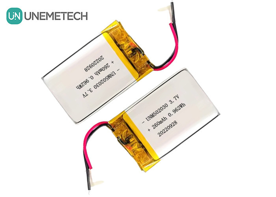 Rechargeable Lipo Batteries 502030 / 3.7V 260mAh Small Custom Lithium Polymer Battery