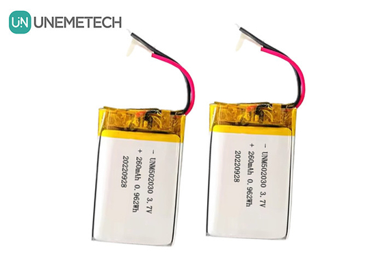 Rechargeable Lipo Batteries 502030 / 3.7V 260mAh Small Custom Lithium Polymer Battery