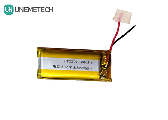 600mAh Custom Silver Li ion Battery / 851838 3.7V Wearing Device Lithium ion Polymer Battery