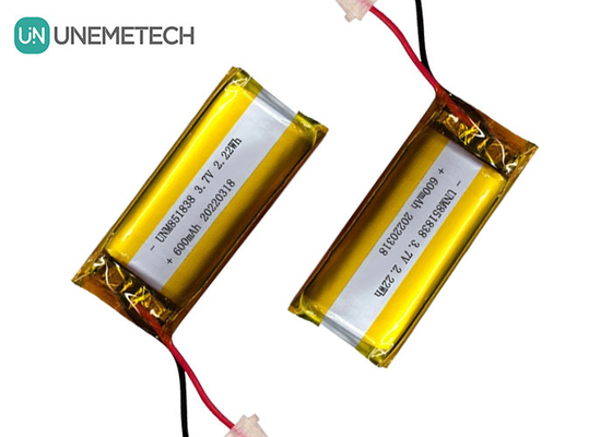 600mAh Custom Silver Li ion Battery / 851838 3.7V Wearing Device Lithium ion Polymer Battery