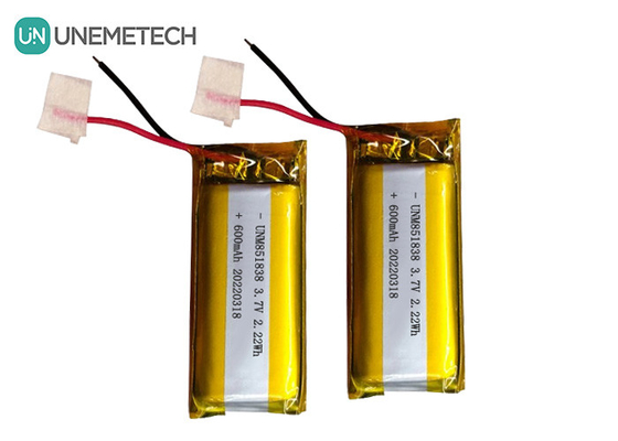 600mAh Custom Silver Li ion Battery / 851838 3.7V Wearing Device Lithium ion Polymer Battery