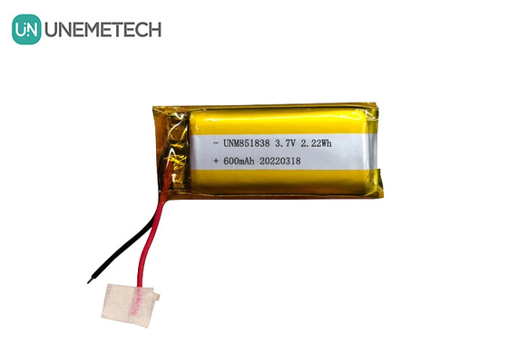 600mAh Custom Silver Li ion Battery / 851838 3.7V Wearing Device Lithium ion Polymer Battery