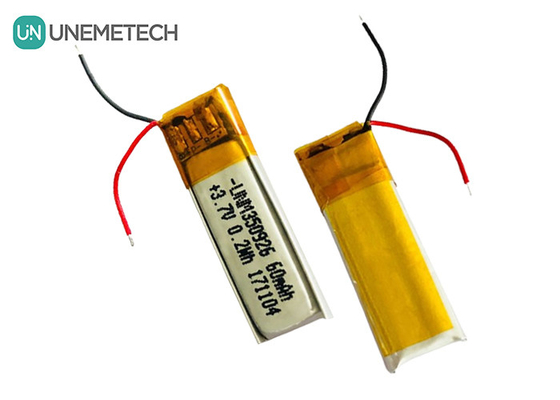 Rechargeable Bluetooth Lithium Polymer Battery 350926 / 3.7V 60mAh LiPo Batteries with UN38.3