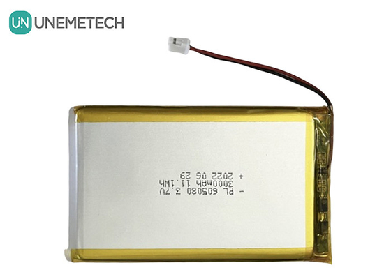 3.7V 3000mAh Rechargeable Li-ion Battery 605080 with PCB and Wire Connector for Electronics