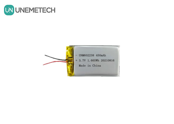 4.2V Rechargeable Lithium Polymer Battery 602238 3.7V 450mAh for Consumer Electronics