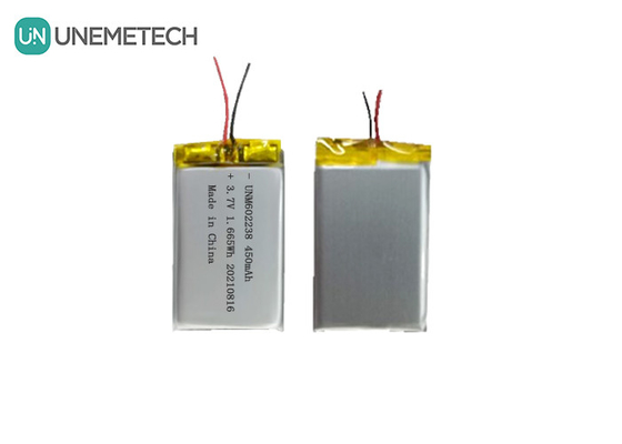 4.2V Rechargeable Lithium Polymer Battery 602238 3.7V 450mAh for Consumer Electronics