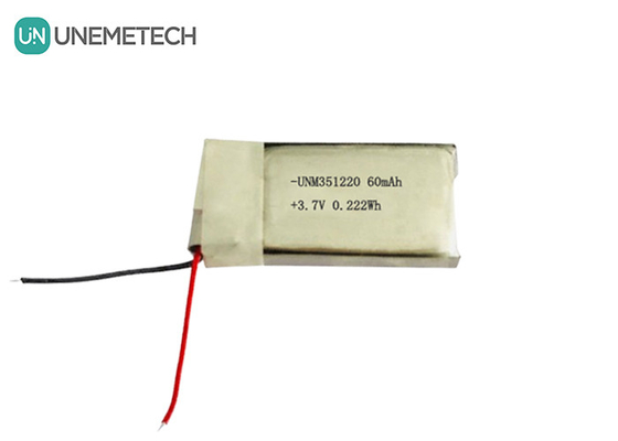 3.7V 60mAh Ultra Small Rechargeable Lipo Battery 351220 For Wearable Products