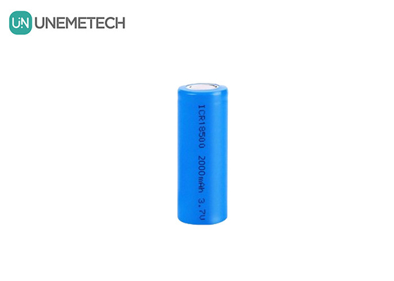 3.7V 18500 lithium ion battery 2000mAh Rechargeable Cylindrical For Flashlight