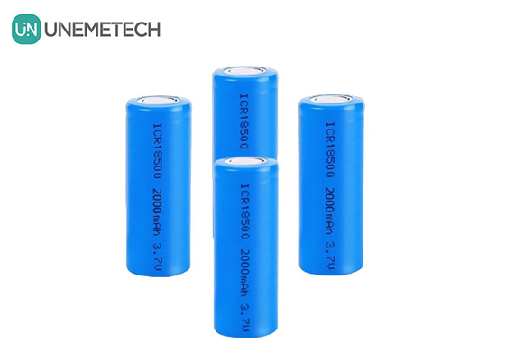 3.7V 18500 lithium ion battery 2000mAh Rechargeable Cylindrical For Flashlight