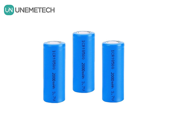 3.7V 18500 lithium ion battery 2000mAh Rechargeable Cylindrical For Flashlight
