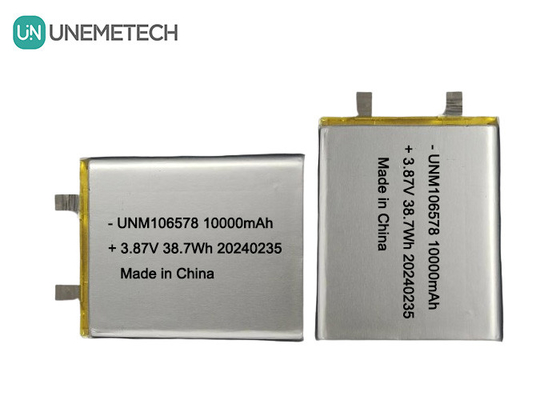 High Capacity LiPo Battery 10000mAh 3.87V 106578 For Energy Storage Systems