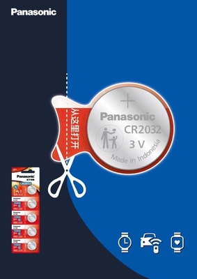 Car Key Battery Panasonic CR2032 3V 225mAh Button Cells for Vehicle Keys