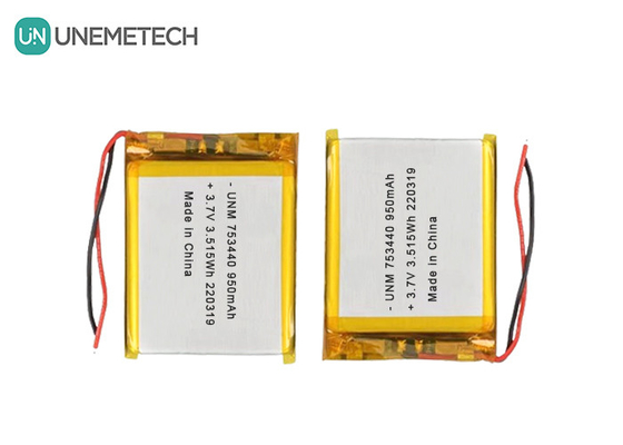 3.7V Lithium Polymer Battery 950mAh 753440 Pouch Battery For Miniature Camera