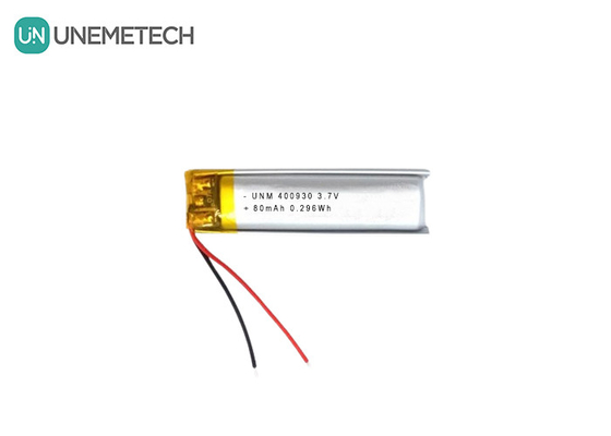 3.7V 80mAh 400930 Custom Lithium Polymer Battery Low Weight For Electronic Candles
