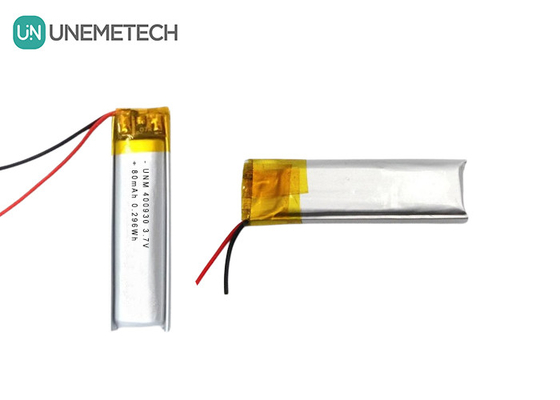 3.7V 80mAh 400930 Custom Lithium Polymer Battery Low Weight For Electronic Candles