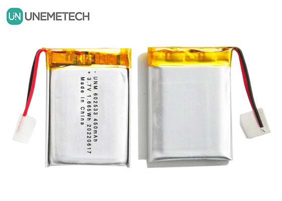 Rechargeable 3.7V 450mAh 602533 Deep Cycle Lipo Battery For Smart Watches