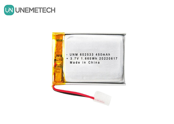 Rechargeable 3.7V 450mAh 602533 Deep Cycle Lipo Battery For Smart Watches