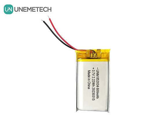 3.7V 600mAh 852034 Rechargeable Custom Lithium Polymer Battery For Headsets