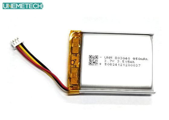 3.7V 950mAh 803040 Polymer Lithium Ion Battery With Molex51021-3P For Oudoor Electronics